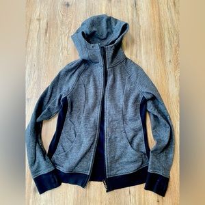 Black and gray CRZ yoga hooded zipper sweatshirt